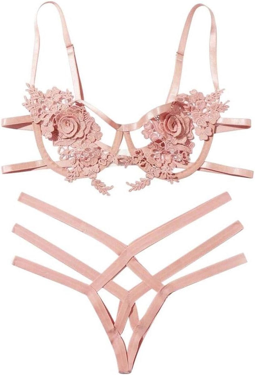 Lingerie & ondergoed Sexy Lingerie Kant Verleiding Ondergoed Vrouwen Erotische Kostuum Porno Hol Beha String Nachtkleding Borduurwerk