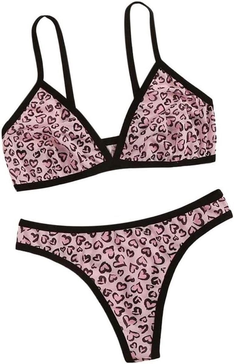 Dameskleding Sexy lingerie pyjama luipaard print ondergoed string sexy lingerie set bodysuit lingerie-Hot_Pink_XL
