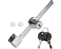 Tandstangslot voor glazen schuifdeuren, vitrineslot, terrari-slot, ratelslot met 2 sleutels, geschikt voor terraria, vitrines, etalages en kasten