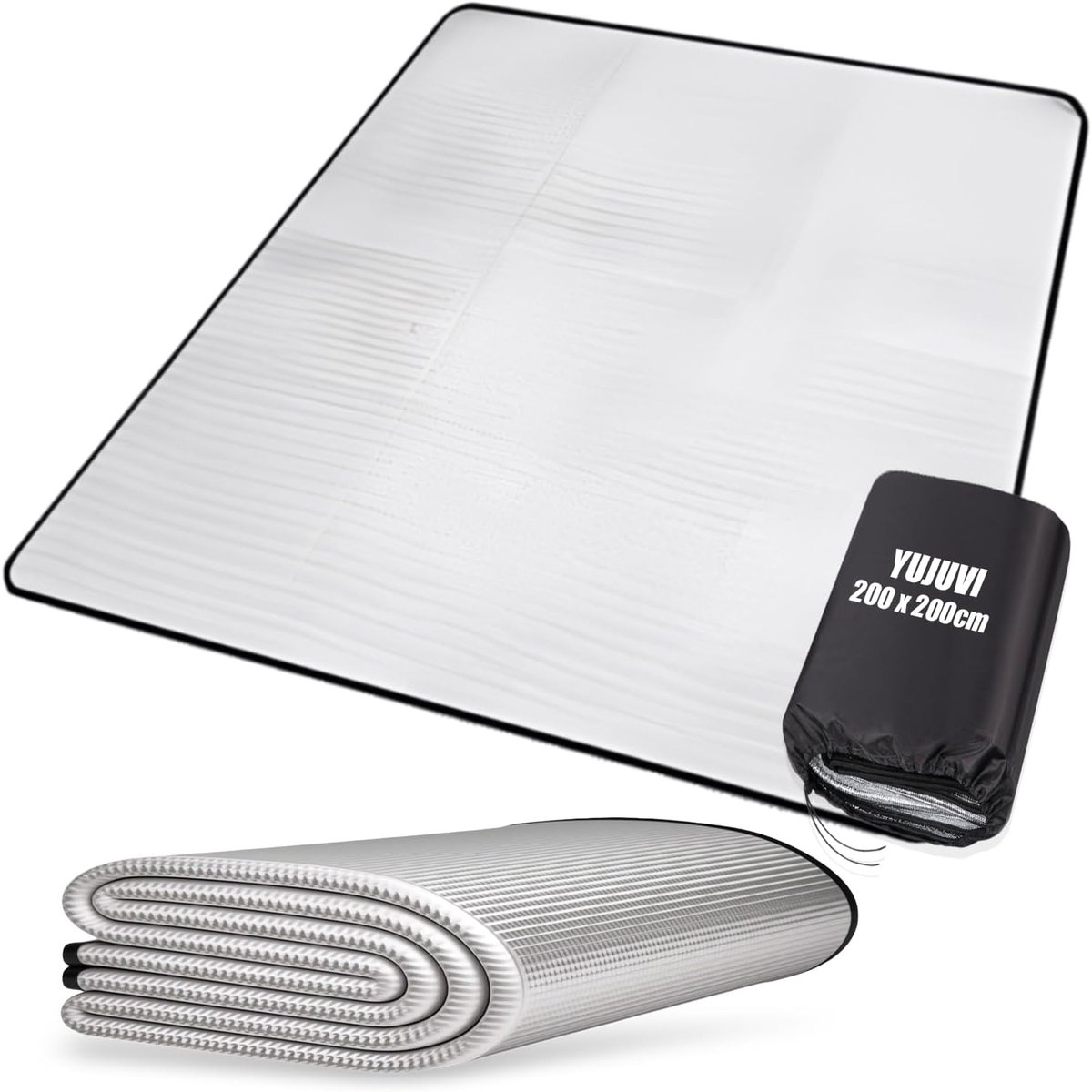 SnelShoppen - Aluminium Isolatiemat 200 x 200 cm - Schuimmat voor Camping, Opvouwbare Tentmat, Vloermat, Thermodeken, Waterdicht, EPE, Ideaal voor Avo