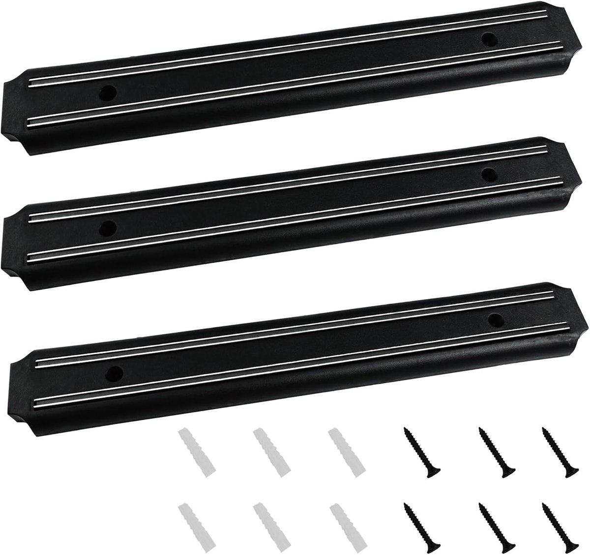 SnelShoppen - Set van 3 Magnetische Messenhouders - RVS Wandmontage - Sterke Magneten - Keuken Organizer - Geen Boren Nodig - Magnetische Strips voor