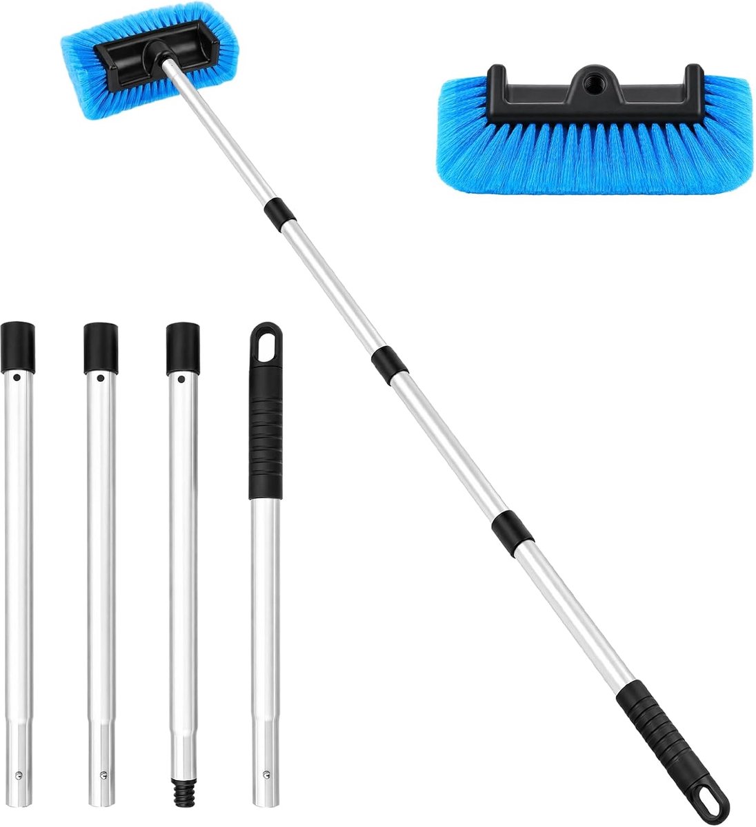 Autowasborstel, autowasborstel met verlengstang, 157 cm, reinigingsborstel voor auto, krasbestendige reinigingsborstel - ShopVlot
