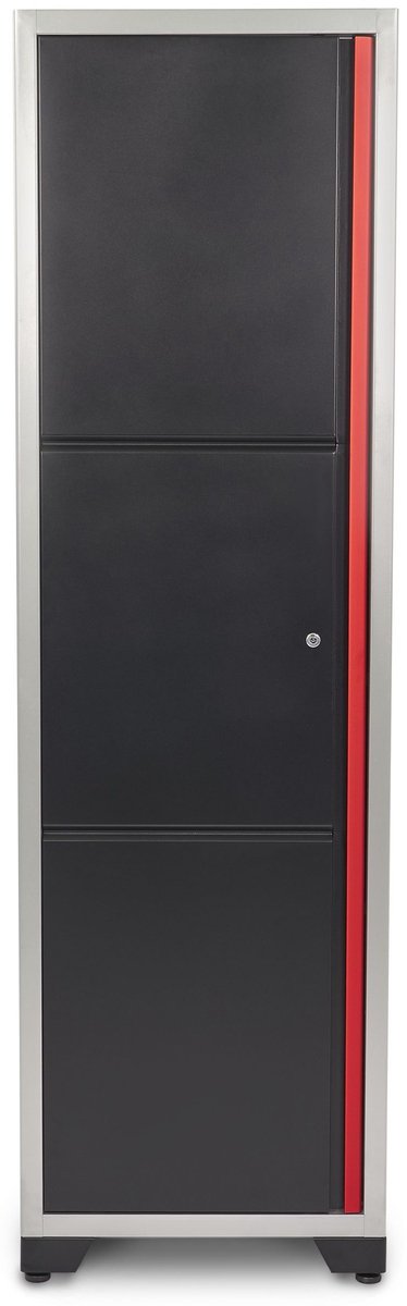 HBM Deluxe enkele professionele gereedschapskast zwart 57 x 60,5 x 204 cm, 25 kg per plank, gepoedercoat