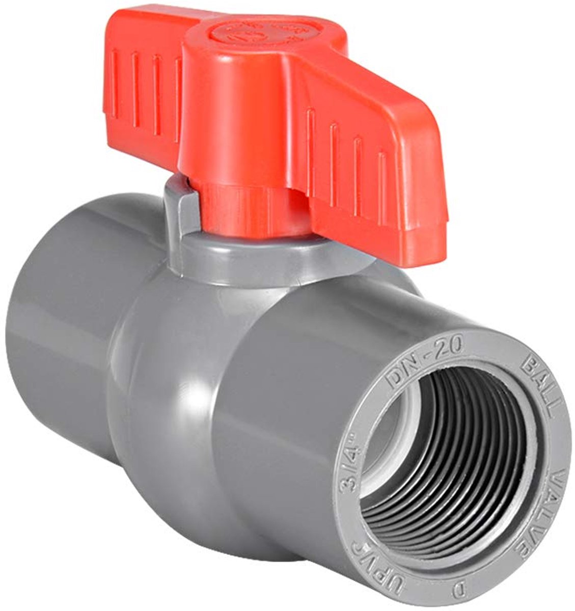 sourcing map PVC Ball Valve Water Supply Tube Screw Thread Ends 3/4 Inch Inner Diameter Red Gray - ShopVlot