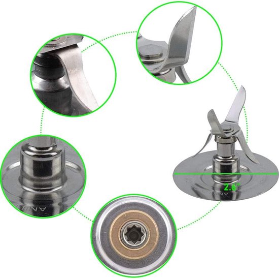 Poweka Replacement Parts for Oster Osterizer Blender Blade 4 Tips 4961 with Bottom Cap Blade Base and Sealing Pack - ShopVlot — afbeelding 3