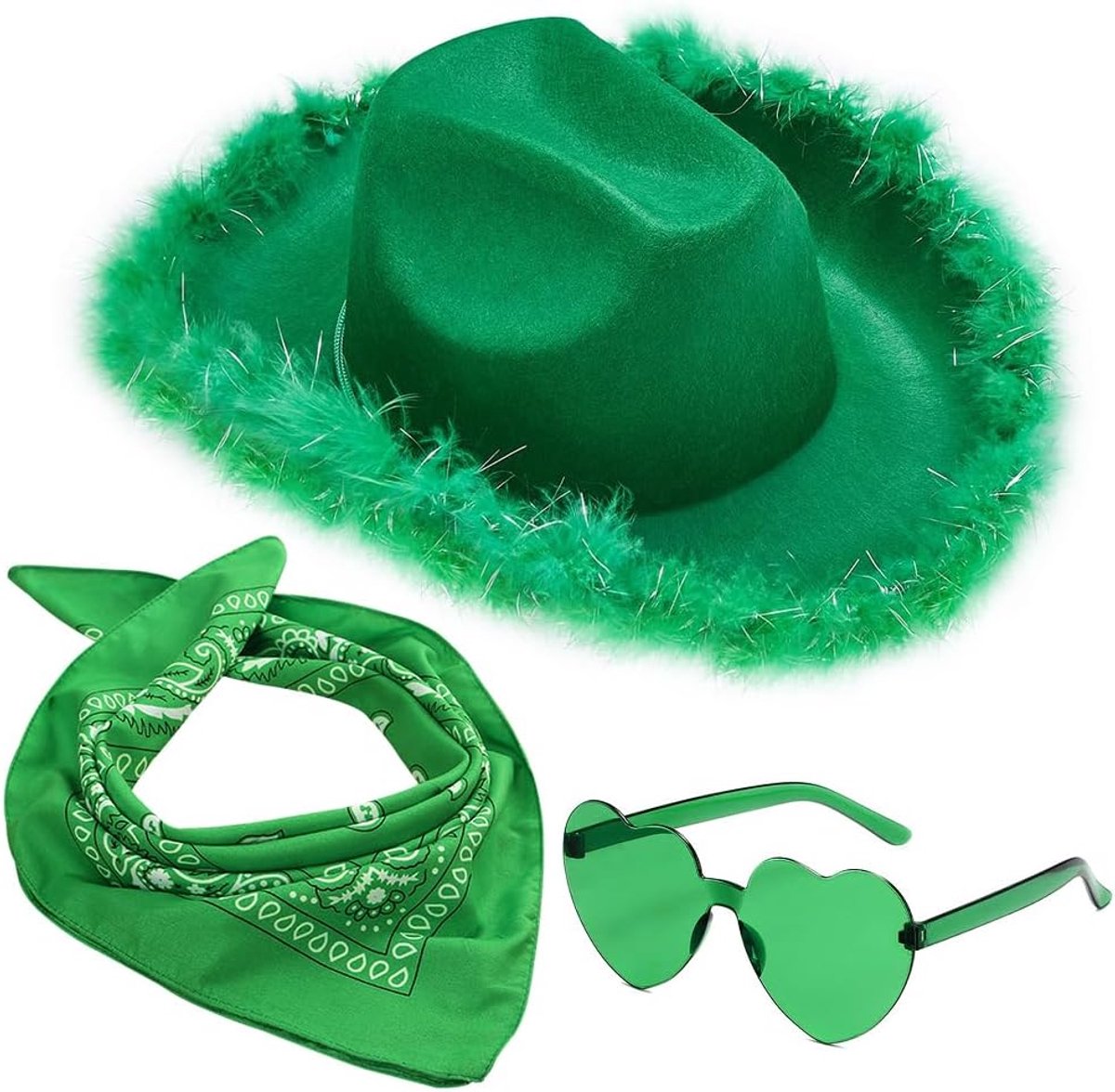 Cowboyhoedenset westerncowboyhoedenset met unieke stierenkop-zonnebril en vierkante sjaal Kostuumaccessoires Multifunctioneel voor Cowgirl-thema Halloween