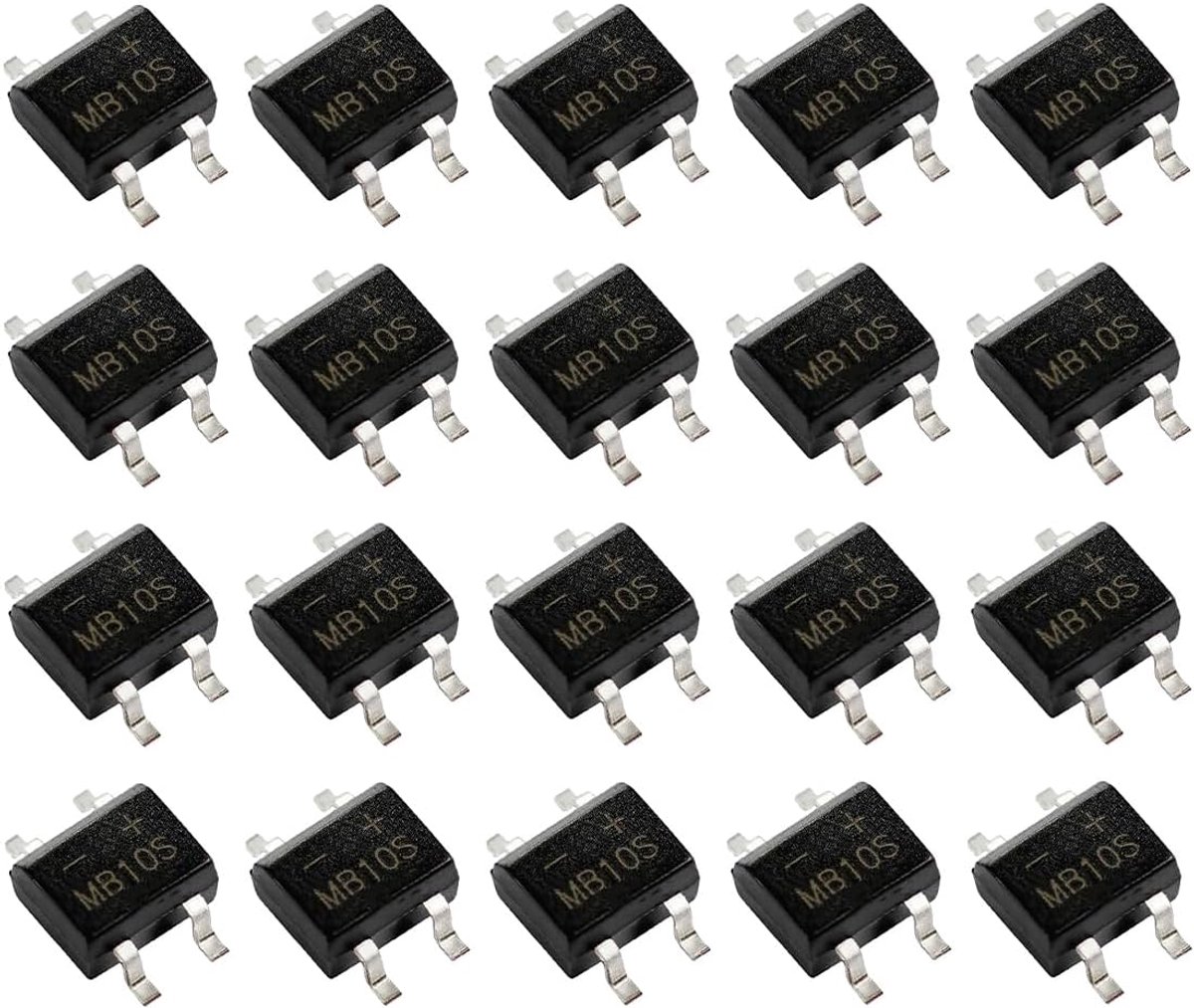 20 stuks bruggelijkrichter koper MB10S diodes bruggelijkrichter 1000V 0,5A (MB10S)