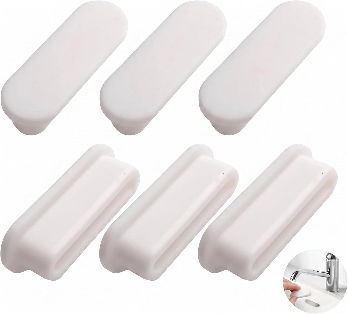 Overloopfilters voor gootsteen, 6 stuks, van siliconen, ovaal, anti-verstopping, beschermt afvoeren en vereenvoudigt het onderhoud