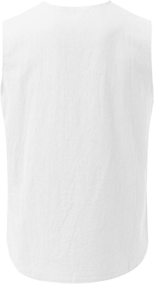 Lente en zomer tops sport casual top mouwloos katoen linnen vest solide fitness spieren tanktop