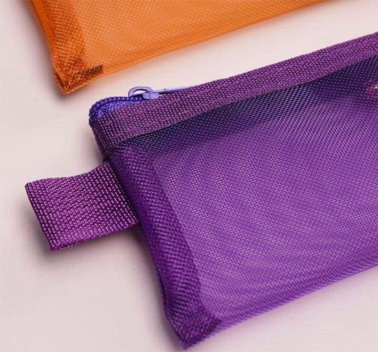 Mesh Etui Pen Tas Organizer Draagbare Multicolor Briefpapier Houder Mini Kantoor School Opslag voor Studenten Meisjes, Blauw, Eenvoudig — afbeelding 2
