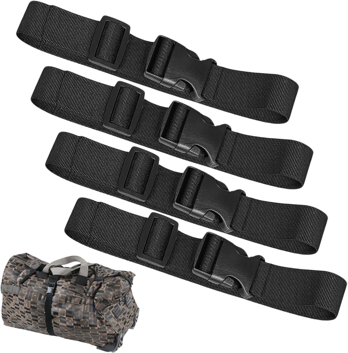 4 stuks verstelbare borstband rugzak, borstbanden met drukknopen, veelzijdig spanband, rugzak accessoires, ideaal voor wandelen, reizen, klimmen, kamperen, robuust (2,5 cm x 100 cm, zwart)