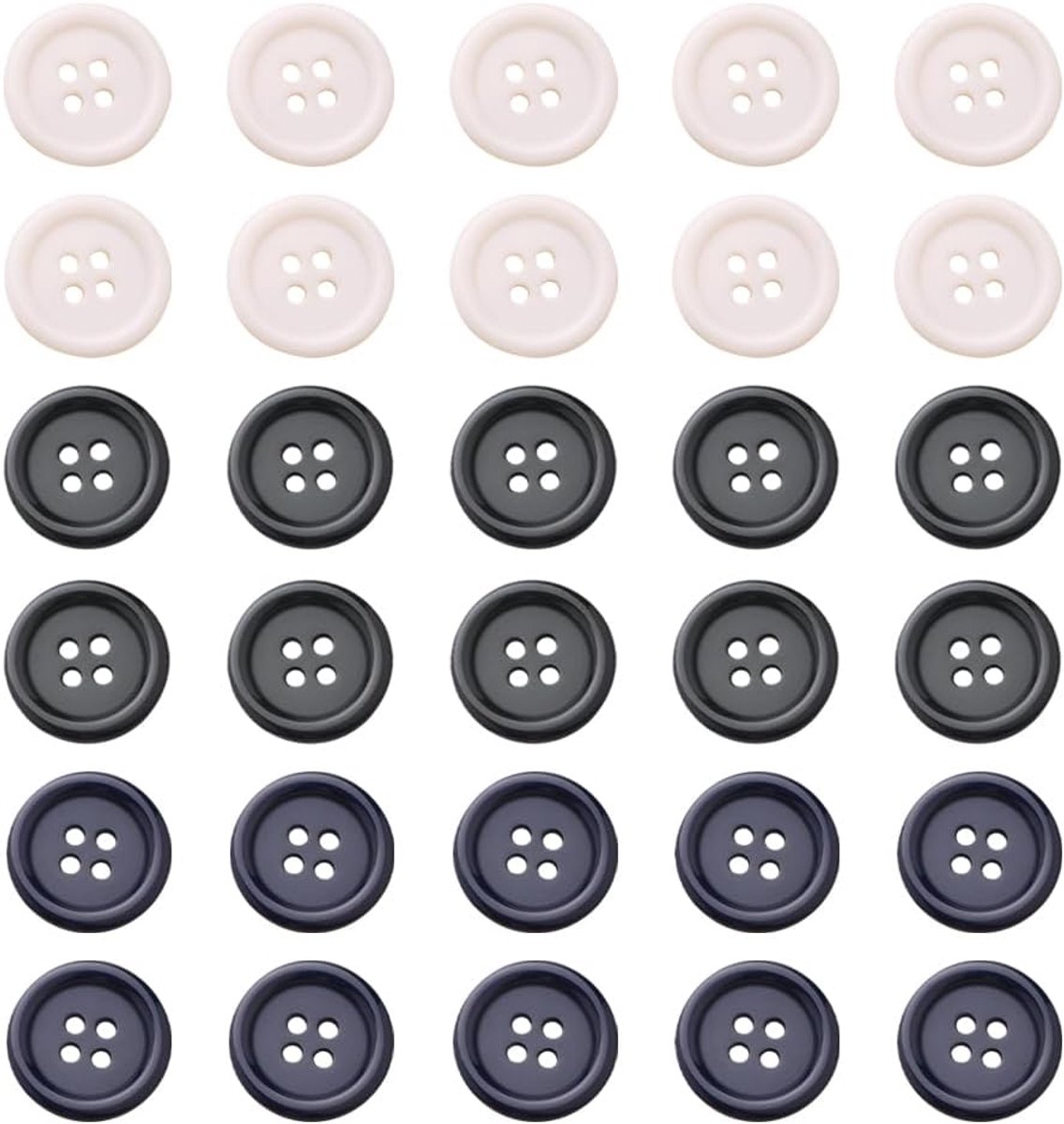 30 stuks 20 mm ronde platte 4-gaats naaiknoppen, hars ambachtelijke vervangende knoppen nut duurzaam voor jassen jassen gebreide vesten doe-het-zelf knutselen naaien kleding accessoires (3