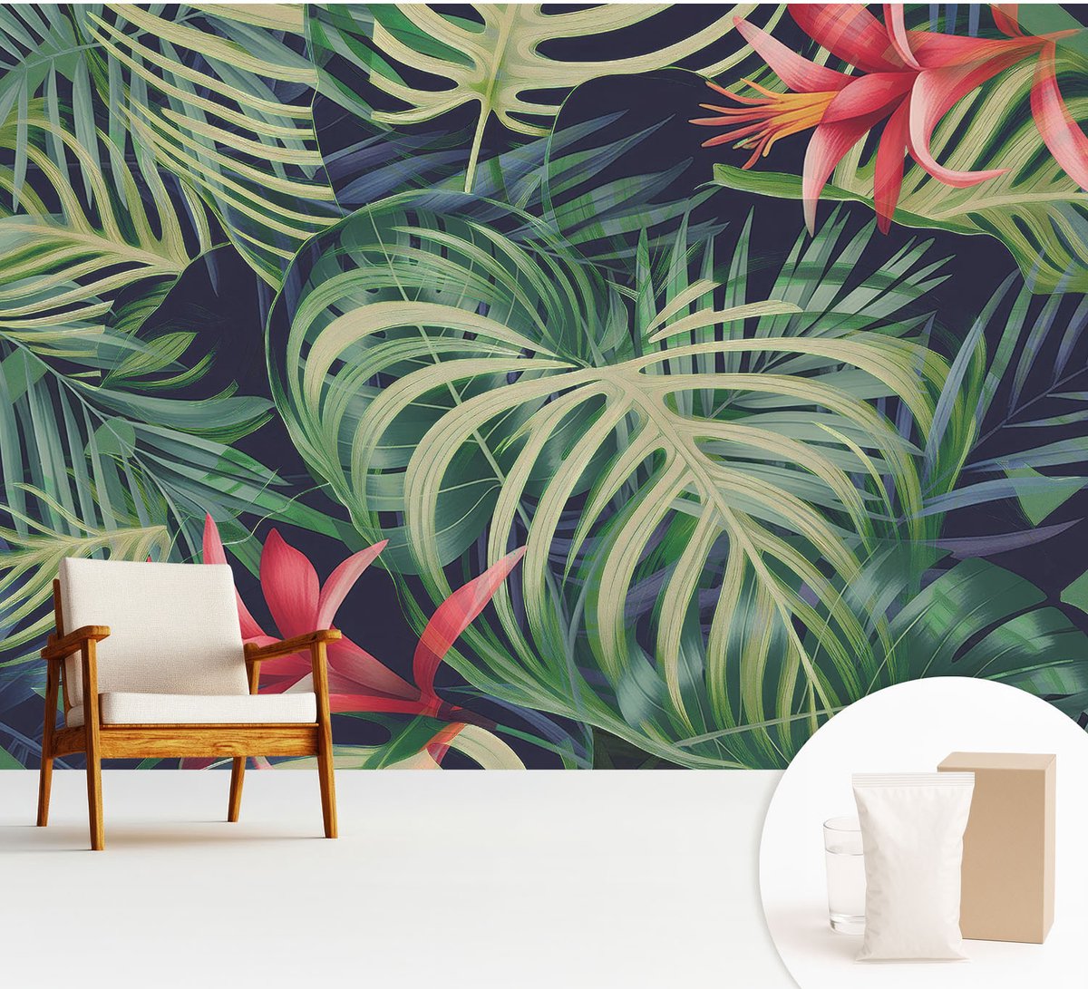 Wallfluent Fotobehang - Groente Vliesbehang - 312x219 cm - Exotische Planten Fotobehang Vlies - Hal behang Bloemen En Planten - Muurschildering - Woonkamer behang