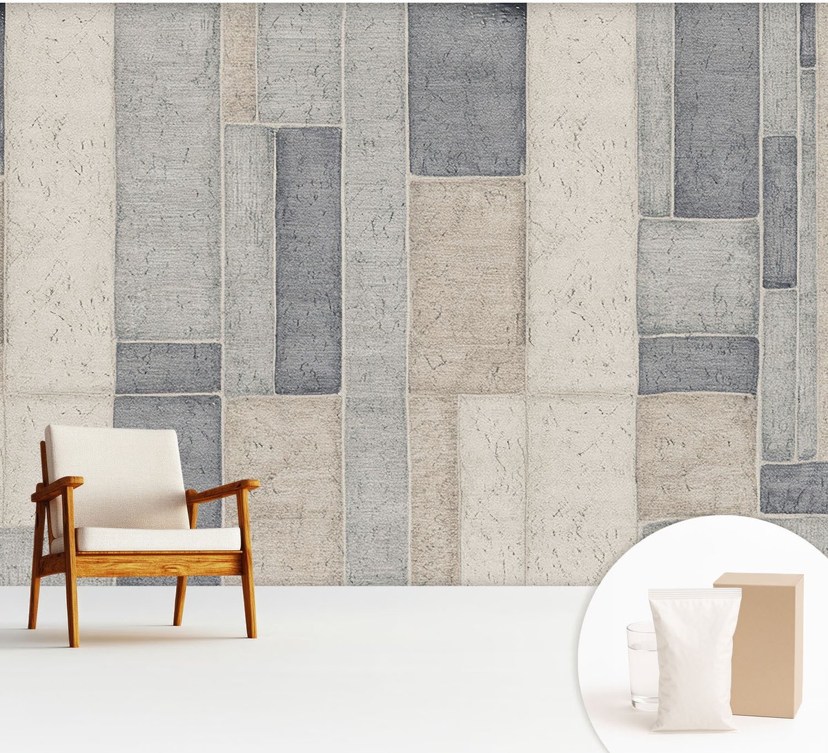 Wallfluent Fotobehang - Grijs Vliesbehang - 312x219 cm - Geometrische Mozaïek Fotobehang Vlies - Hal behang Achtergronden En Patronen - Muurschildering - Woonkamer behang