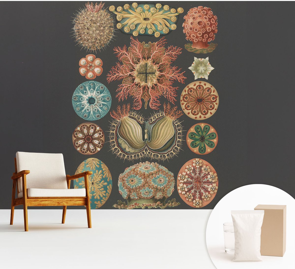 Wallfluent Fotobehang - Zwart Vliesbehang - 312x219 cm - Inspiratie Uit De Zee Fotobehang Vlies - Hal behang Deel - Muurschildering - Woonkamer behang