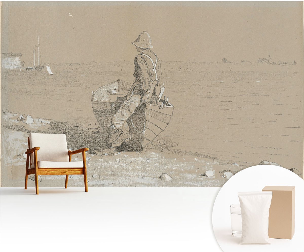 Wallfluent Fotobehang - Grijs Vliesbehang - 416x254 cm - Nostalgische Scène Muurschildering - Gang behang Landschappen - Fotobehang Vlies - Slaapkamer behang