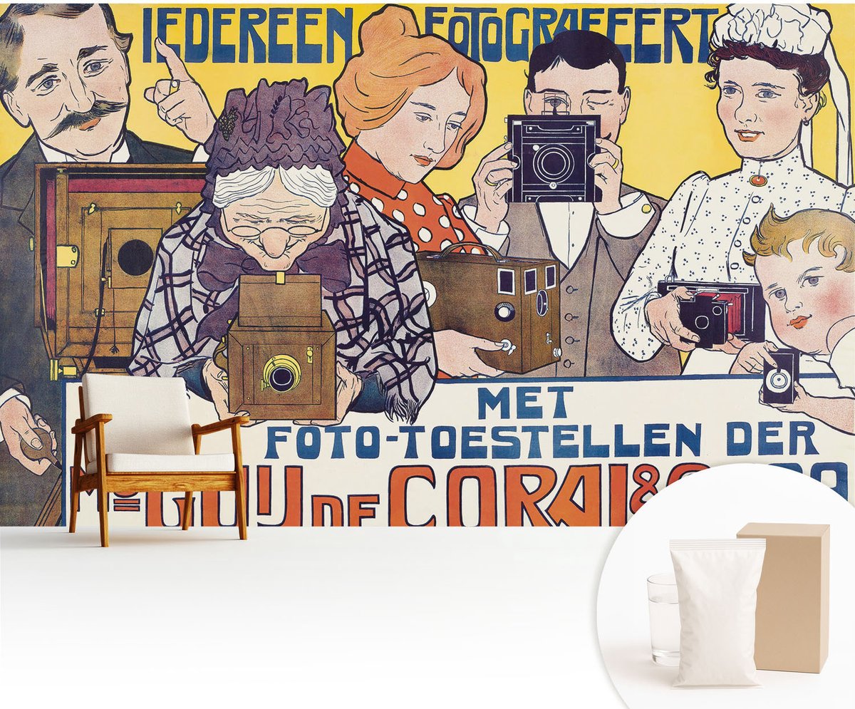Wallfluent Fotobehang - Wit Vliesbehang - 416x254 cm - Passie Voor Fotografie Muurschildering - Slaapkamer behang Mensen - Fotobehang Vlies - Slaapkamer behang