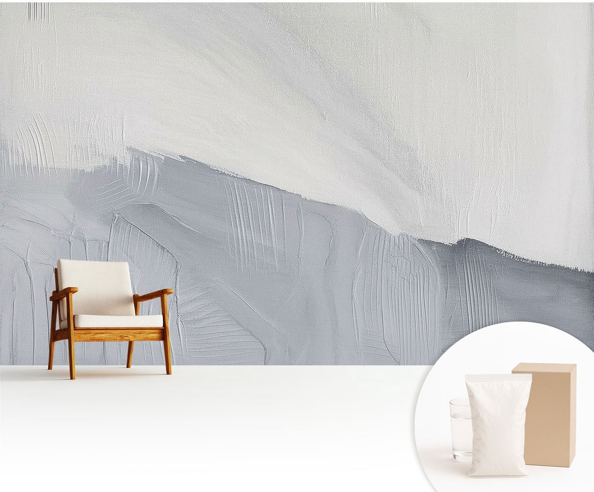 Wallfluent Fotobehang - Wit Vliesbehang - 416x254 cm - Subtiele Texturen Muurschildering - Gang behang Abstractie - Fotobehang Vlies - Slaapkamer behang