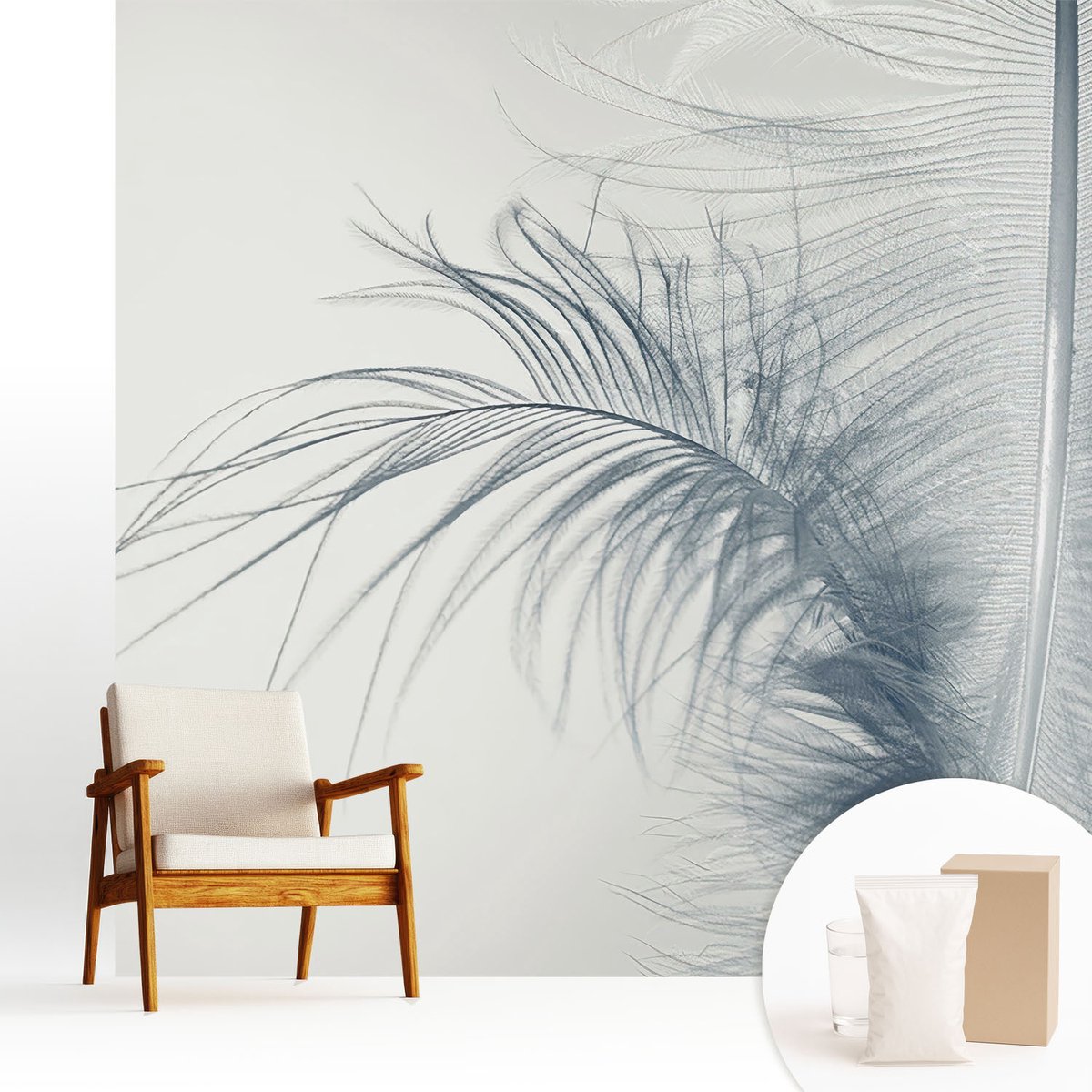 Wallfluent Fotobehang - Wit Vliesbehang - 250x250 cm - Fijne Veer Muurschildering - Slaapkamer behang Achtergronden En Patronen - Fotobehang Vlies - Slaapkamer behang