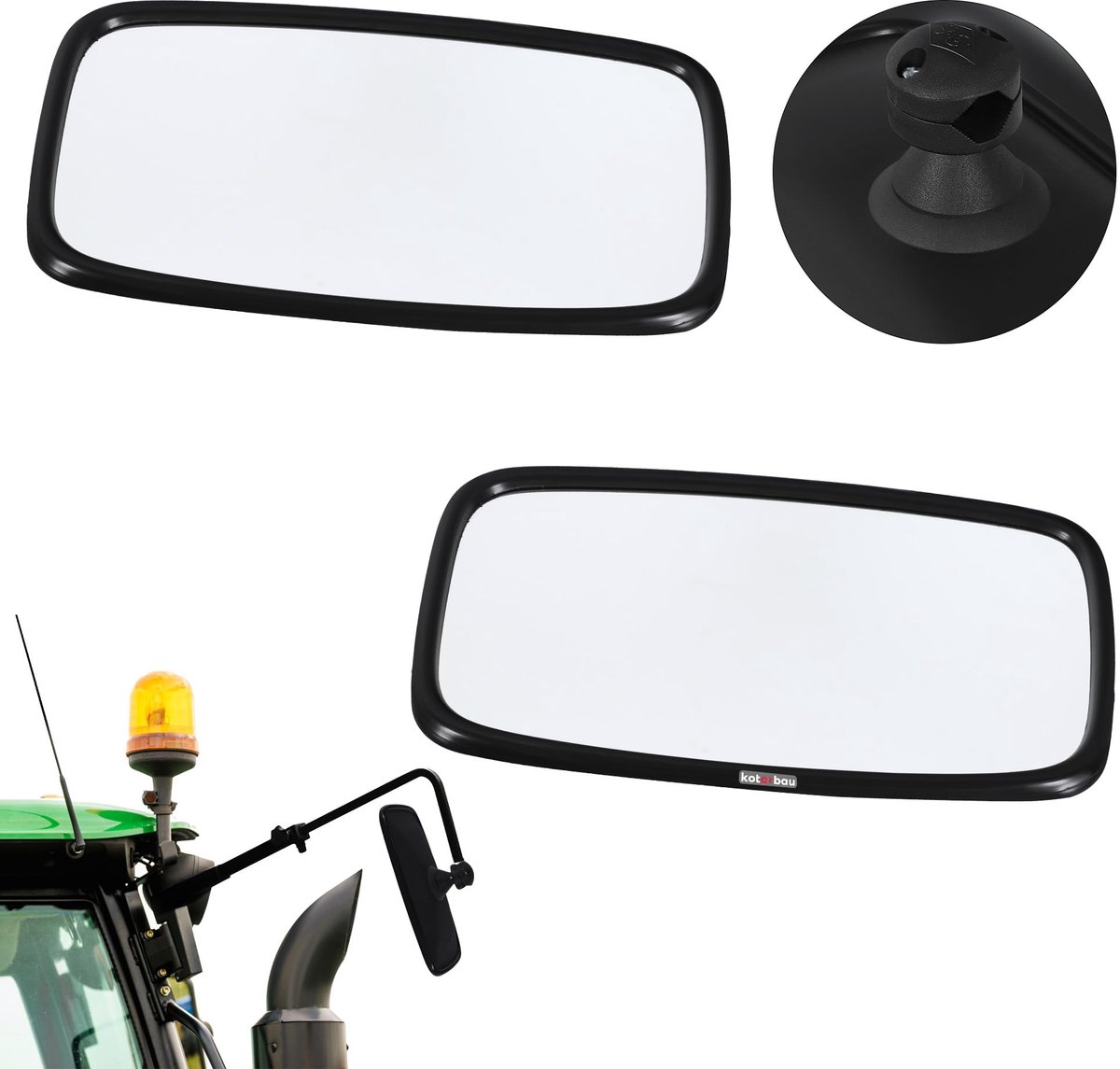 KOTARBAU® Tractor Spiegel - Buitenspiegel Tractor 28,5 x 15,5 cm 2 st. Spiegel Tractor - Buitenspiegel voor Tractor - Links/Rechts - Tractorspiegel met Houder voor ⌀ Spiegelarm 15-24 mm - PVC