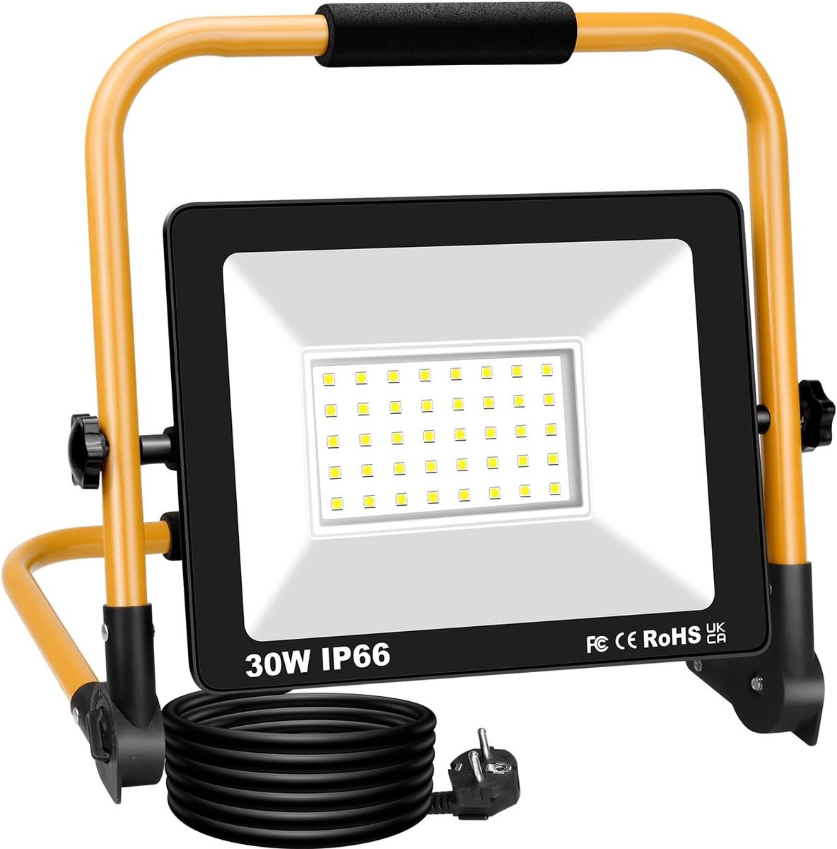 SnelShoppen - Portable 30W LED Werklamp - 3000 Lumen Vouwbare Floodlight - Energiezuinige Verlichting voor Garage, Tuin, Werkplaats, Buiten, 6000K (EU