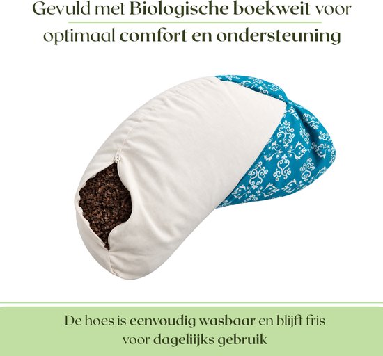 Om Namaste Design Meditatiekussen Halve Maan - Turquoise & Wit - Moon van Om Namaste Design — afbeelding 3