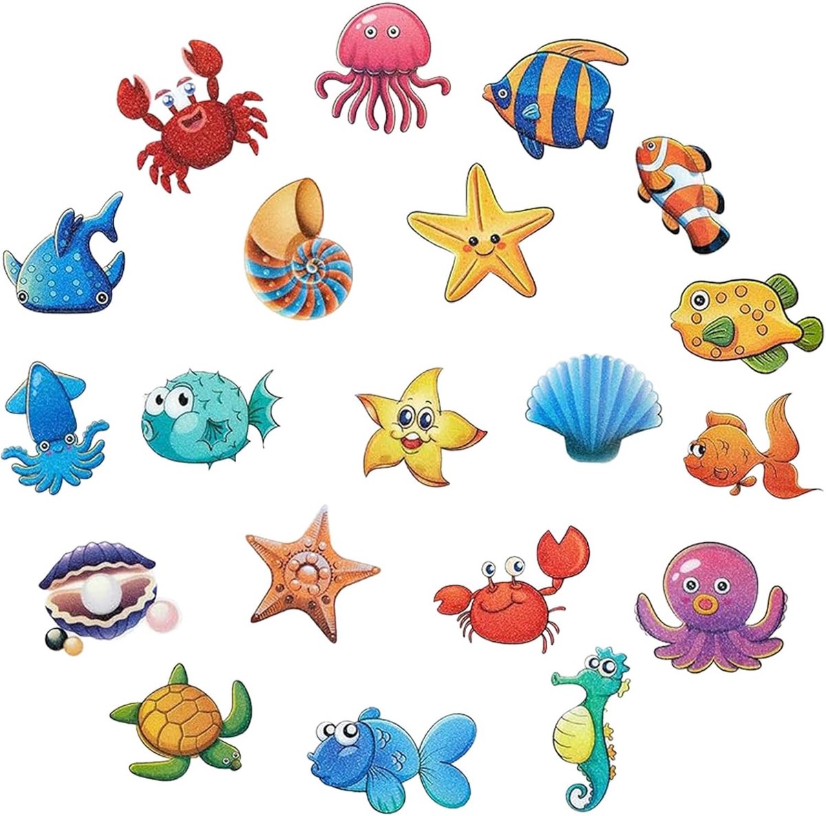 SnelShoppen - Pack van 20 Anti-Slip Badstickers voor Kinderen, Grote Zelfklevende Stickers met Zeemotief, Veilig PVC Materiaal voor Bad en Douche, Bad