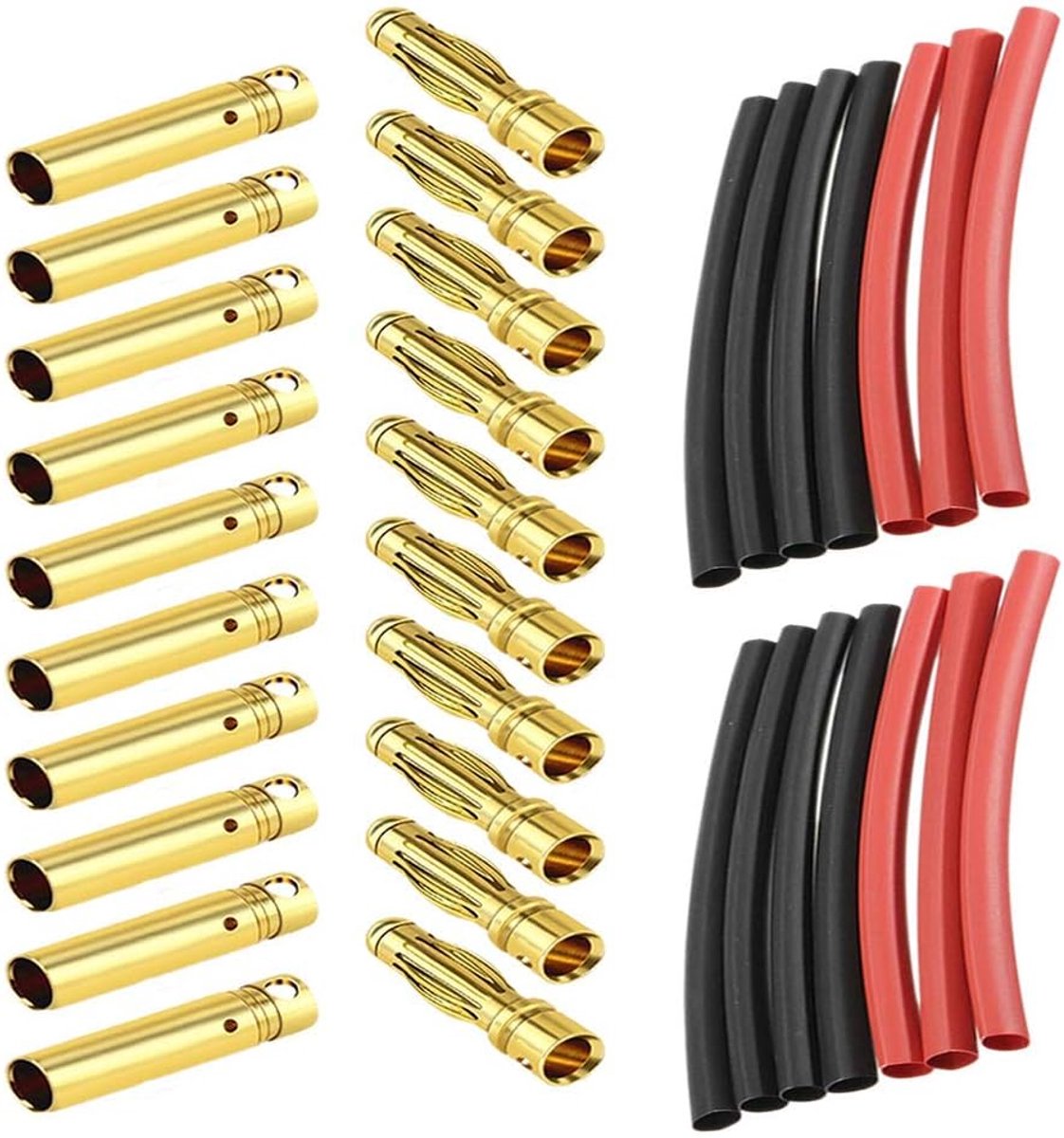 10 pairs (20 pieces) 4mm gold contact plug plug socket incl. polyolefin shrink hose for Lipo battery ESC from - ShopVlot