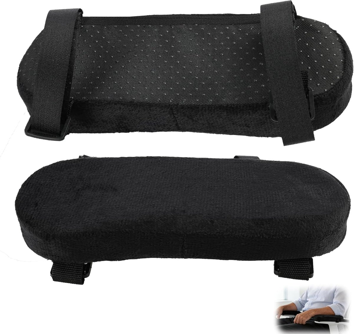 Armleuningbeschermers 2 Stuks - Ergonomisch Geheugenfoam - Verstelbaar en Antislip - Comfortabel voor Kantoor en Gaming - ShopVlot