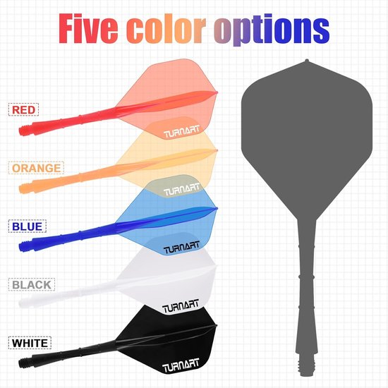 Turnart Darts Integrated Dart Flights and Shafts 2BA No.2 Shape and Medium Design One Moulded Dart Flight for All Dart - ShopVlot — afbeelding 3