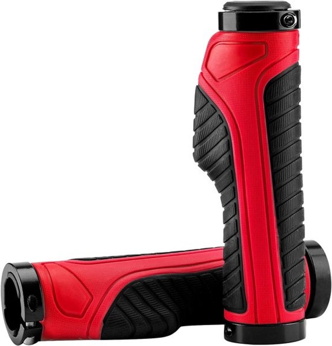 Ergonomische fietsgrepen - Stuurgrepen - van rubber - Comfortabel fietsen - Lock-on-ontwerp - Voor 22 mm stuur - Rood