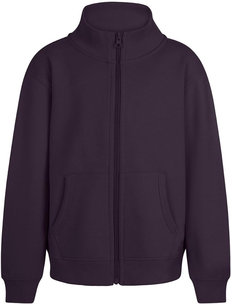 SZ270K Cooper Kids; sweatshirt voor kinderen, met ritssluiting, donkere pruim, maat 7/8, Donkere pruim, 7-8 años