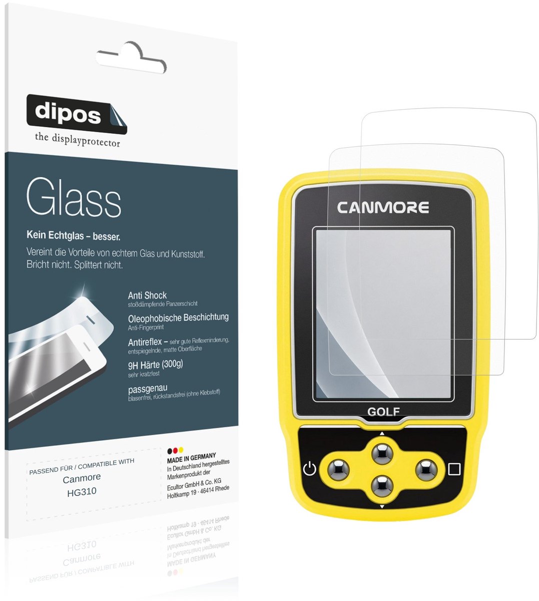 dipos – 2x Matte Pantserfolie geschikt voor Canmore HG310 | 9H Screenprotector