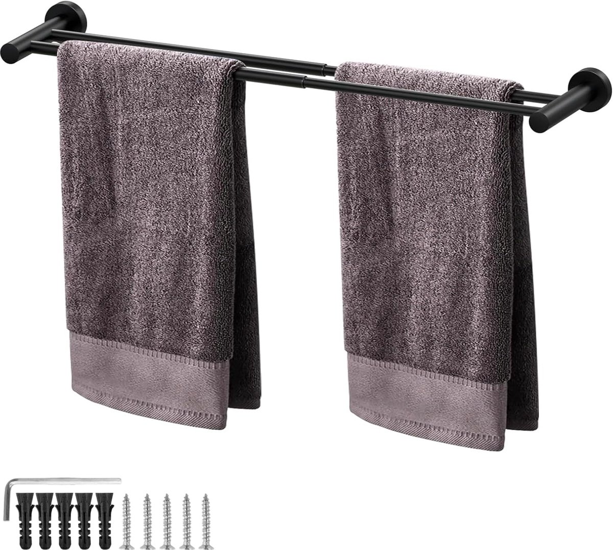 Handdoekstang, uitbreidbaar van 40-69,8 cm, handdoekhouder voor badkamer, 304 roestvrij staal, uittrekbaar, met handleiding (mogelijk niet beschikbaar in het Nederlands), voor badkamers en