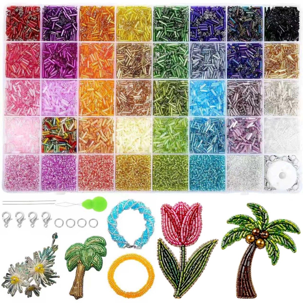 Rocailles kralen - 10500 stuks - Glaskralen - Glaskralen Set - DIY Kralen - kralen knutselpakke - Armbandjes maken met kraaltjes - Polymeer Kralen Set - Kralendoos - Letterkralen - Kralenketting - Voor sieraden maken, ketting, telefoonkoord