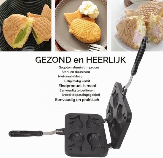 Vis Vorm Taart Pan, Taiyaki Pan Vis Vorm Cake Maker — afbeelding 5