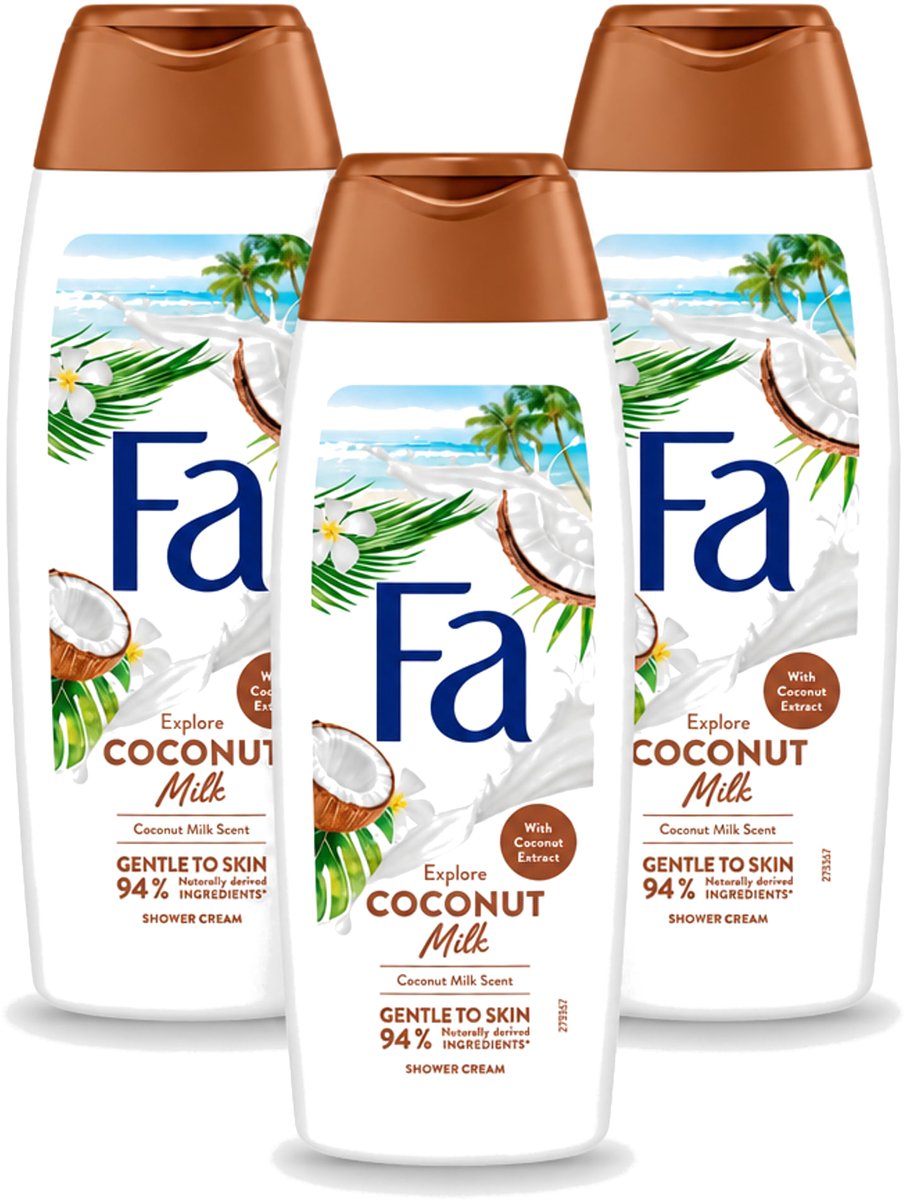 3 x Fa - Douchegel - Coconut Milk - Hydraterend & Kalmerend - Verzachtend - 250 ml - Voordeelverpakking - 3 stuks