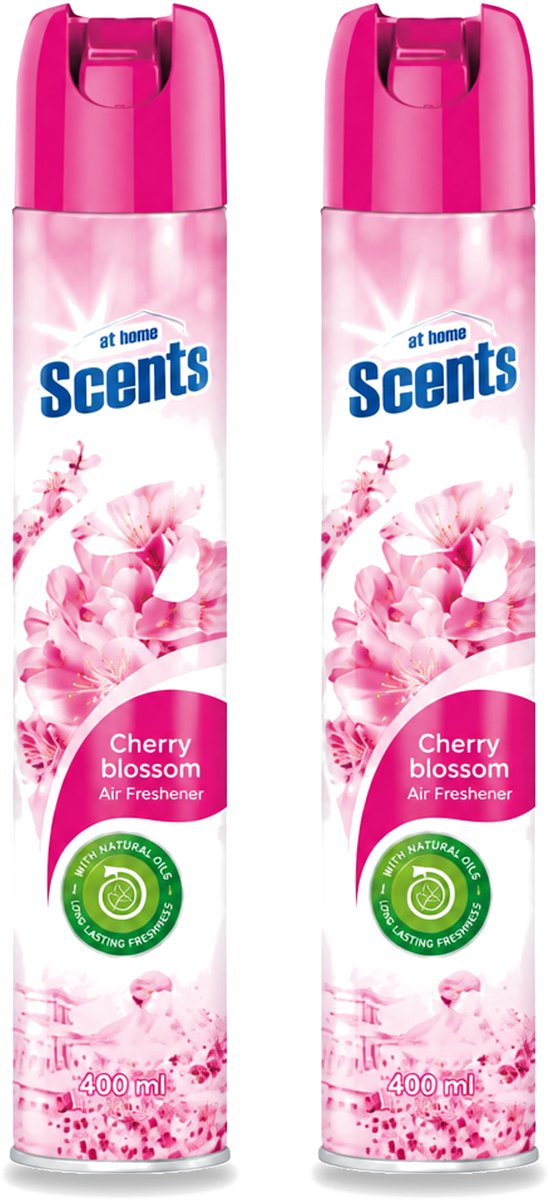 2 x At Home – Luchtverfrisser Spray – Cherry Blossom – Fris Bloemig - 400 ml - Voordeelverpakking - 2 stuks