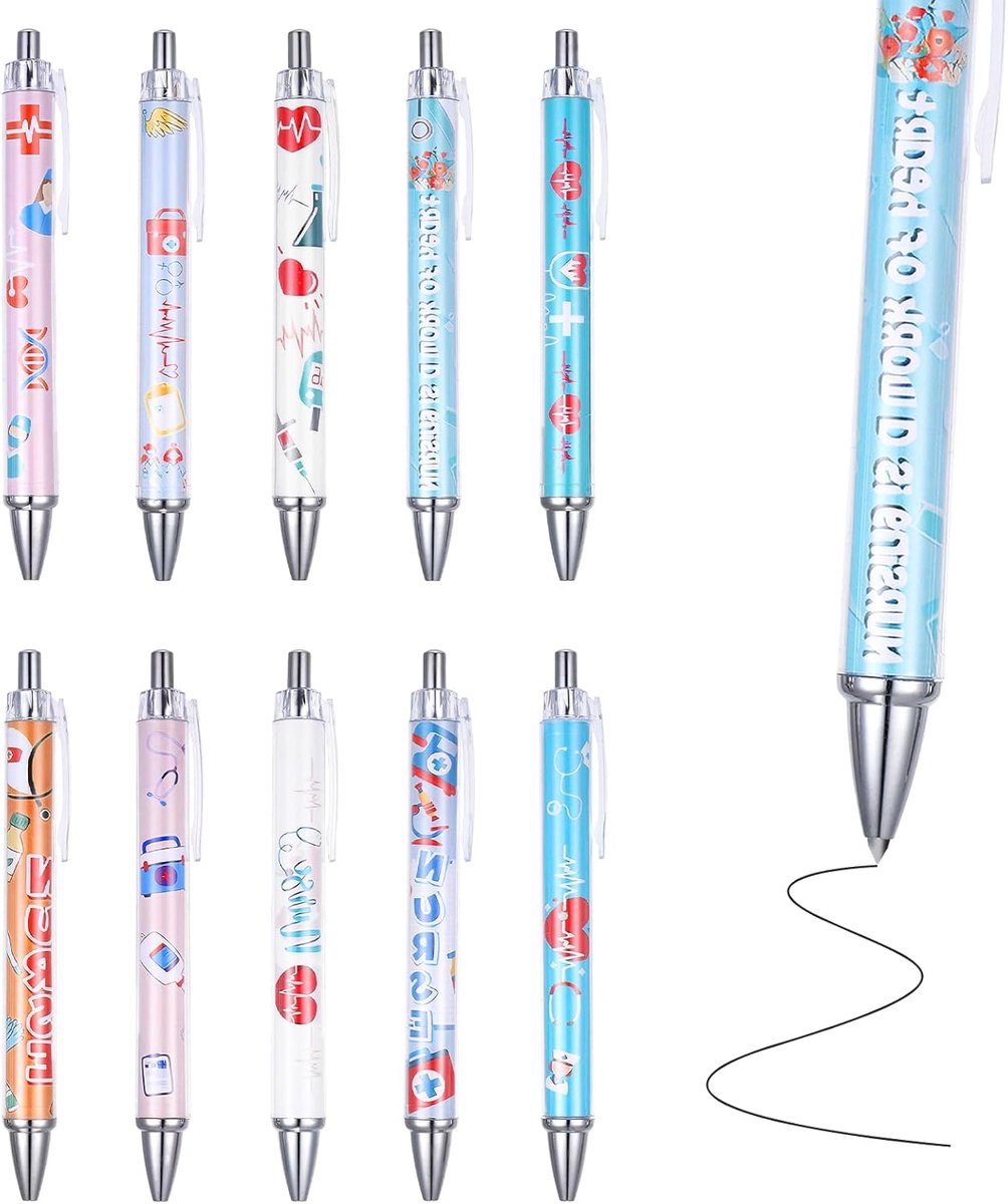 Balpennen voor verpleegsters, accessoires voor verpleegsters, grappige balpen, cadeau voor verzorgers, kleurrijke pennen met medische motieven als verpleegkundige, cadeau voor werk