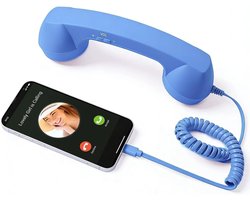 Retro Telefoonhoorn - Geschikt voor iPhone & Android - USB-C Bedrade Telefoonhoorn met Microfoon - Vintage Handset voor Bellen, Videogesprekken, Vergaderingen & Online Conferenties - Blauw
