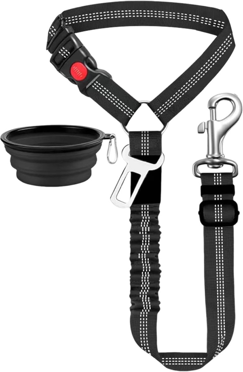Veiligheidsgordel voor honden, verstelbaar, 2-in-1, eenvoudige installatie op het hoofd, veiligheidsgordel voor honden met elastische schokdemper, hondenaccessoires
