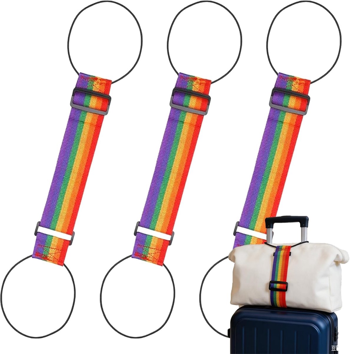 3 stuks kofferband, kofferband, elastische kleurrijke bevestigingsriem voor bagage, reiskofferaccessoires, geschikt voor handbagage, tassen, handtassen, rugzakken