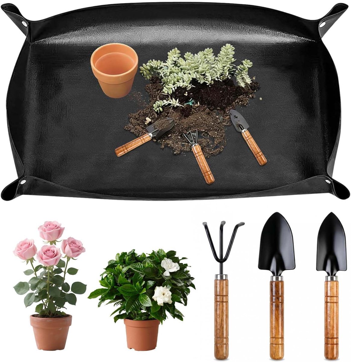 150 x 100 cm, waterdichte en opvouwbare verpotmat voor planten, lekvrije plantenonderlegger, tuinmat voor verpotten, verwisselen van bodem en snoeien