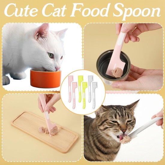 6 stuks kattenvoerlepel, spatel, siliconen kattenlepels voor natvoer, kattenvoer, menglepels voor huisdiervoeding, ingeblikte schepbenodigdheden voor katten en honden, gemakkelijk schoon te — afbeelding 3