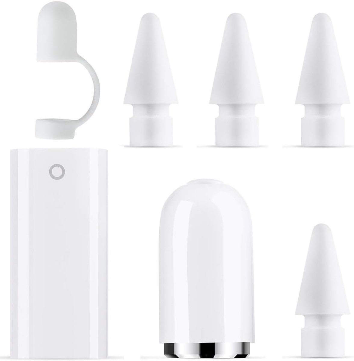 Punten voor Apple Pencil 2 & 1 generatie, 1 dop, 1 adapter, 1 magnetische stylus, anti-verlieskabel, Apple Pencil vulling, Apple Pencil opzetstuk
