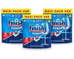 3 x Finish Powerball - Power All in 1 - Vaatwastabletten - Reiniging & Glans - 68 Tabletten - Voordeelverpakking - 3 stuks