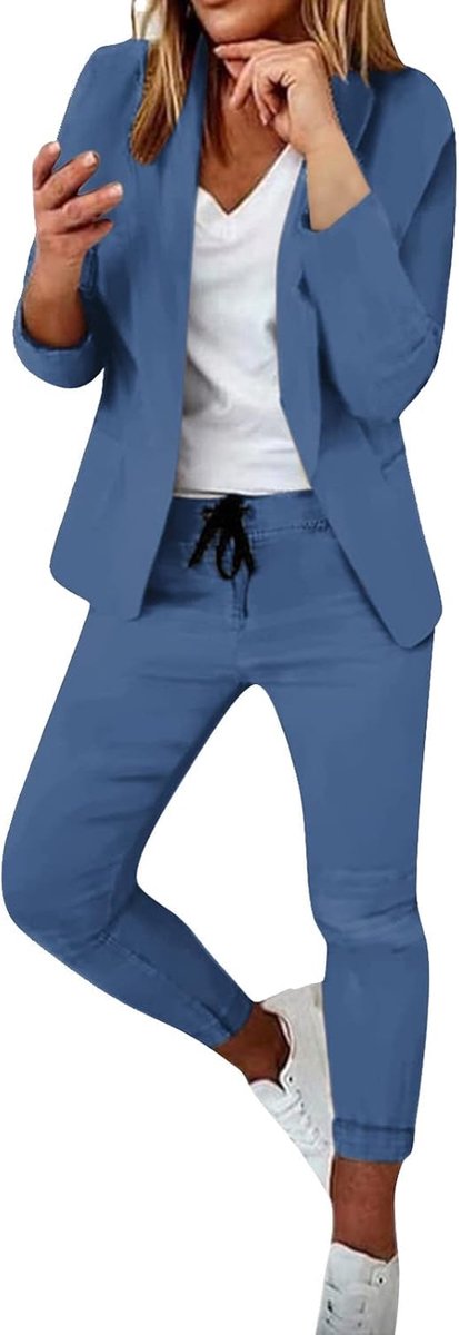 Dames pak 2-delig, lang, blazer en broek, feestelijk, slim fit