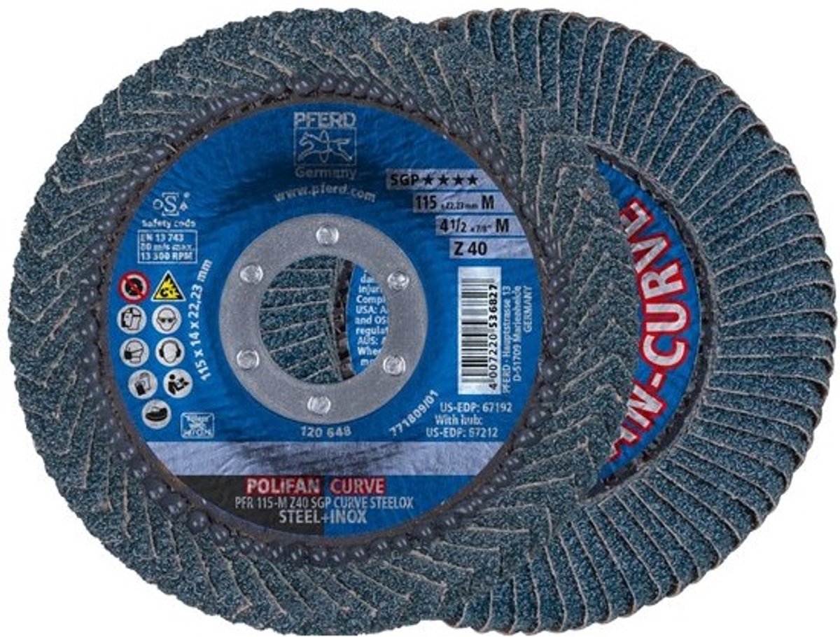 Zirconia lamellenschuurschijf 115 mm - zwart schuurlinnen, korrel 40 - voor staal en RVS