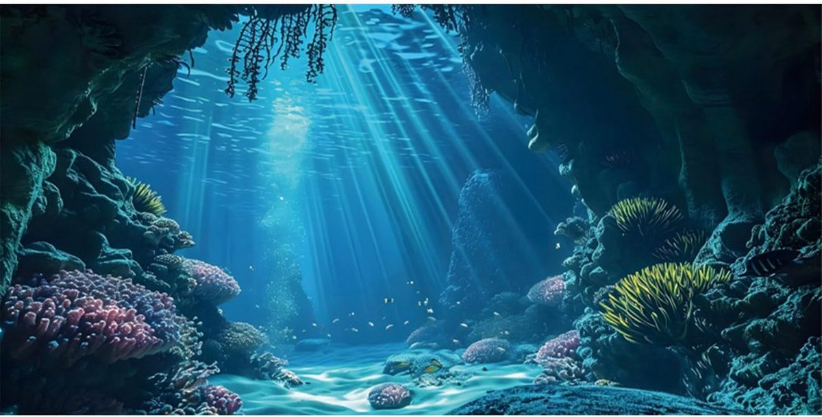 Aquarium achtergrond 91x41cm - vinyl - onderwaterwereld koraalrif - decoratieve poster voor vissenkom - ShopVlot