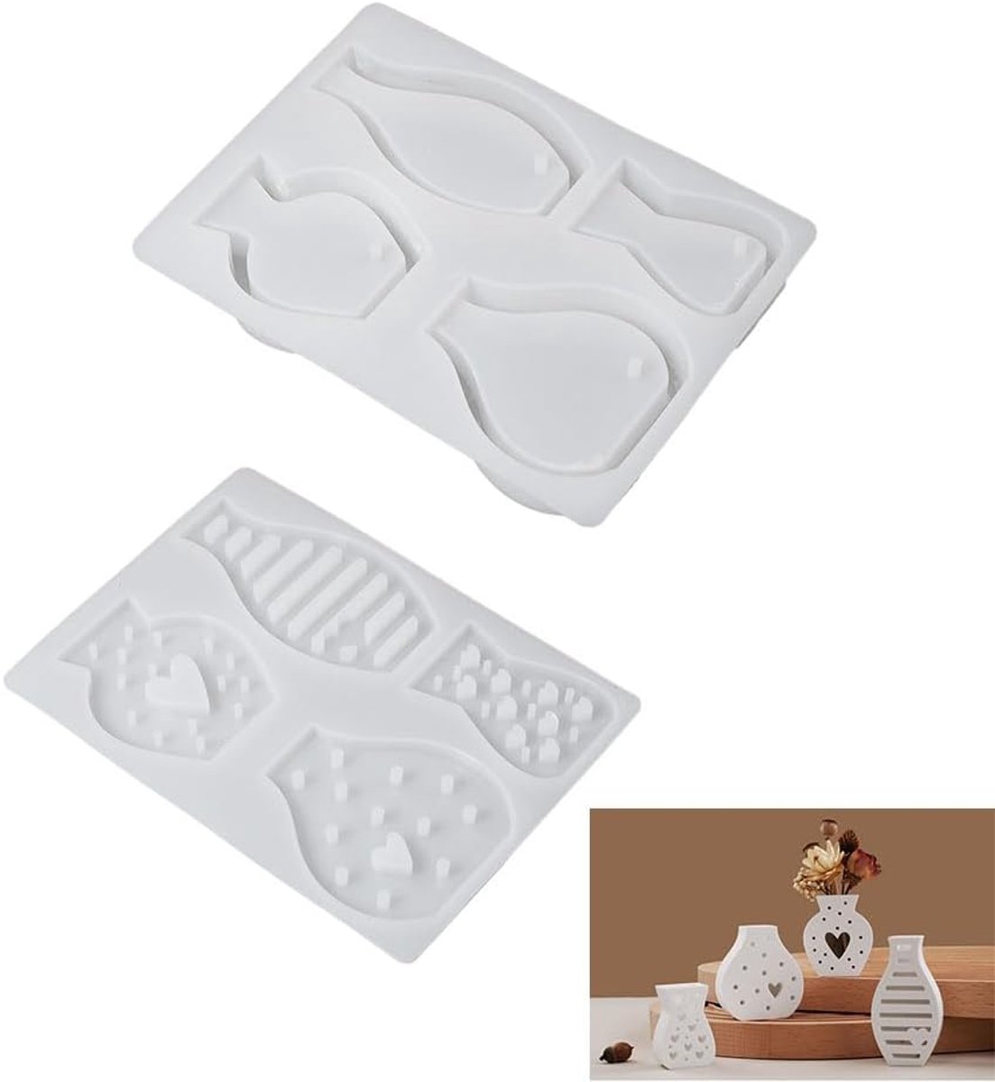 Mini-vaasvormen set van 4 - siliconen - hoogwaardige kwaliteit - perfect voor decoratieve bloempotten - ShopVlot
